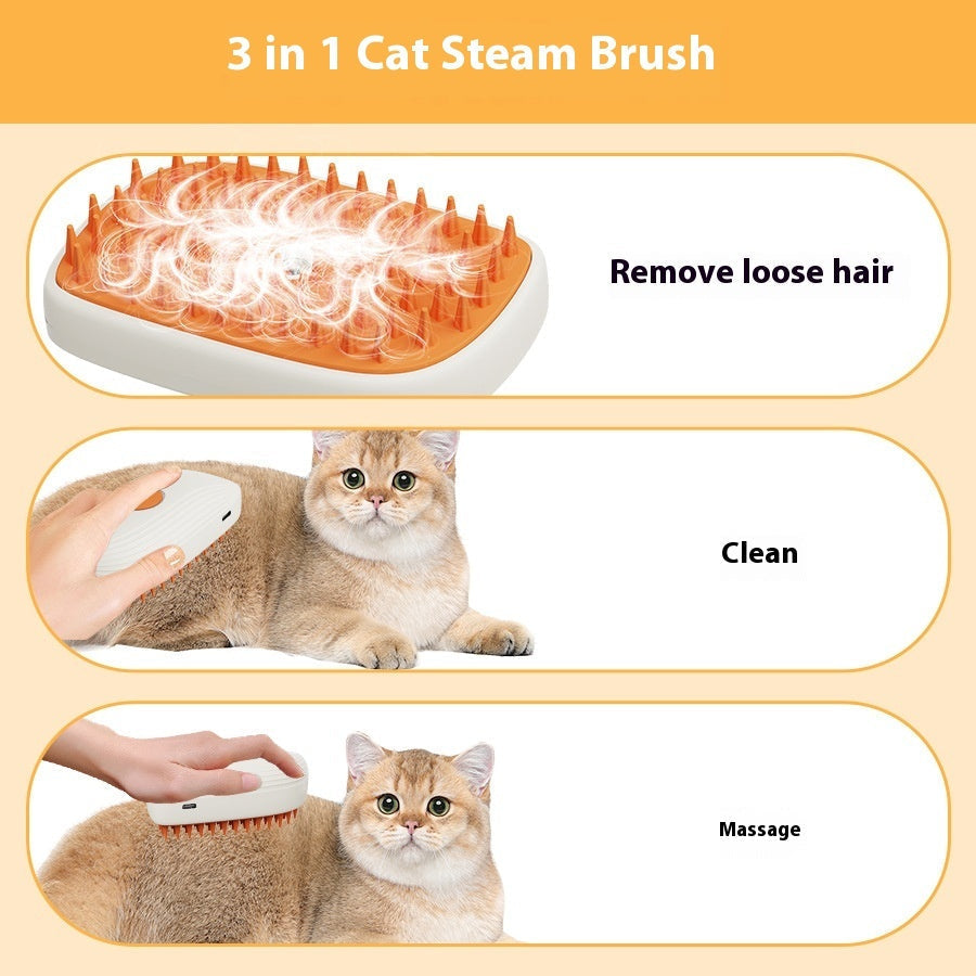 Electric Pet Steam Comb | USB Rechargeable Spray Massage & Hair Removal Tool