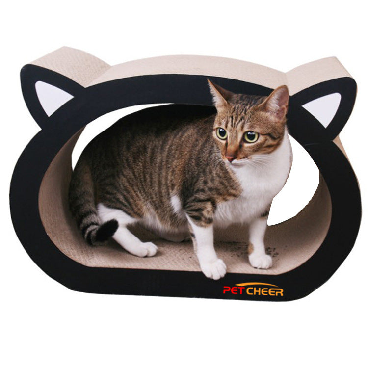 Adorable Cat Head Scratcher | Durable Corrugated Cardboard Pet Toy
