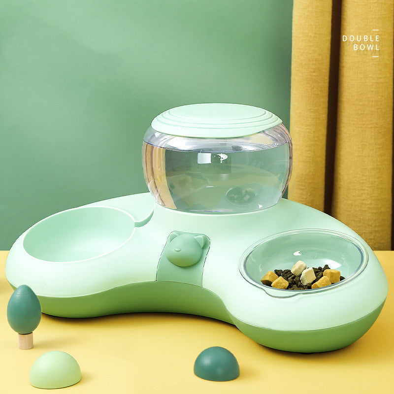 Automatic Crescent Double Bowl | Food Feeder & Water Dispenser for Pets