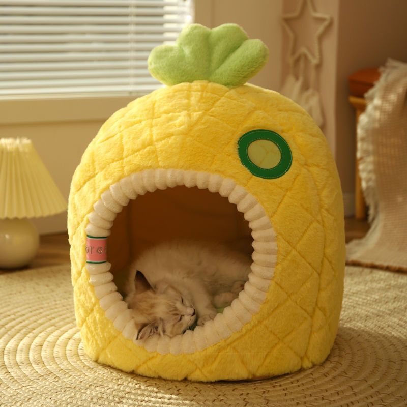 Cozy Winter Pet Sleeping Nest | Warm Closed Tent Bed for Dogs & Cats