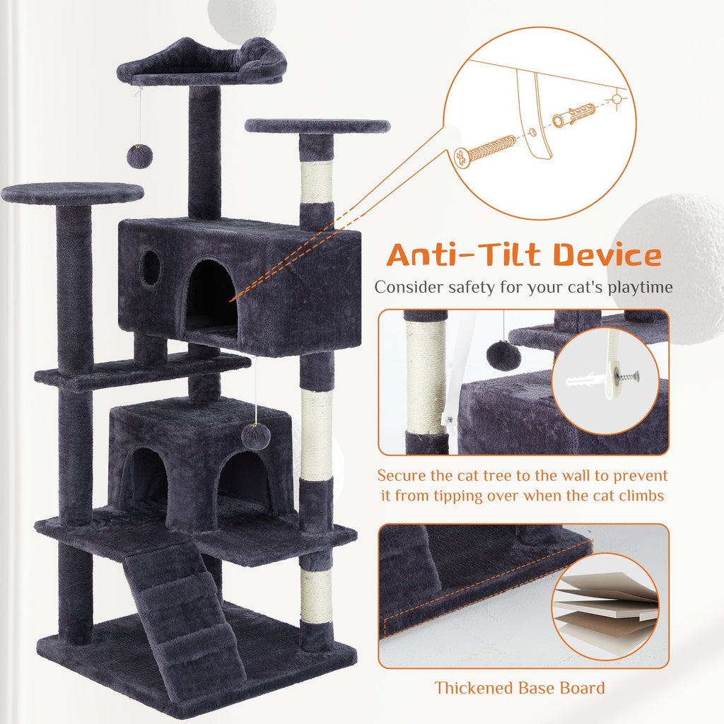 Deluxe Multi-Function Cat Treehouse | Large Indoor Pet Climbing Frame & Condo