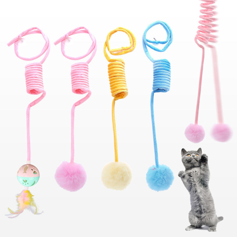 Interactive Cat Toy with Sucker Base | Spring Rabbit Fur Ball Teaser